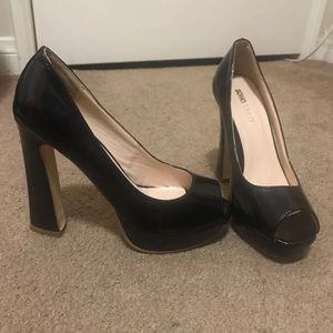 size 38 peep toe black heels